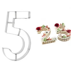 MALLARD FERRIERE Cercle À Patisserie|Emporte Pièce - Découpoir Pâtisserie|Grand Emporte Pièce Inox Chiffre 5 32x18 cm