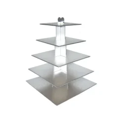 GATODECO Présentoirs Pour Gâteaux|Grand Présentoir Argenté Cupcakes 5 Etages Carrés Gatodéco