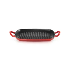 LE CREUSET Plat De Cuisson|Grills|Gril en Fonte Rectangulaire 30 cm Cerise