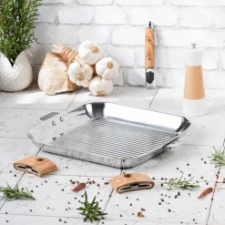 CRISTEL Grills|Poêles|Grill Carré Casteline 30 cm Poignée Amovible Inox