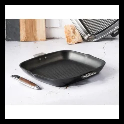 CRISTEL Grills|Poêles|Grill Carré Cookway 28 cm Poignée Amovible Ultralu