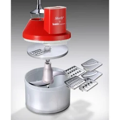 BAMIX Accessoire Mixeur, Batteur|Coupe Légume Électrique|Hachoir Multifonctions 1L SliceSy Rouge