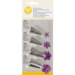 WILTON Douilles Pâtisserie|Kit 4 Douilles Pâtissières Inox Fleurs