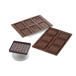 SILIKOMART Moules À Chocolat|Emporte Pièce - Découpoir Pâtisserie|Kit Biscuit Chocolat Rectangulaire Noël 4,7 x 5,7 cm (x6)