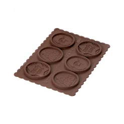 SILIKOMART Moules À Chocolat|Moule Silicone|Kit Biscuit Chocolat Rond Noël Ø 5,7 cm (x6)