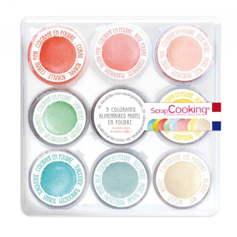 SCRAPCOOKING Colorants Alimentaires|Kit colorant alimentaire pastel en poudre 15.8 g (x9)