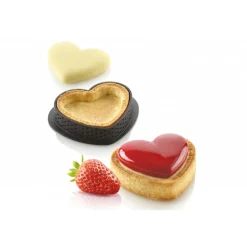 SILIKOMART Moule Silicone|Moules À Gâteaux|Kit Moule Silicone 8 Tartelettes Cœur 8 x 7 cm Professional
