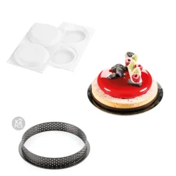 SILIKOMART Moule Silicone|Moules À Gâteaux|Kit Moule Silicone 2 Tartes Ø 150mm Professional
