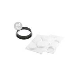 SILIKOMART Moule Silicone|Moules À Gâteaux|Kit Moule Silicone 4 Tartelettes Ø 100mm Professional