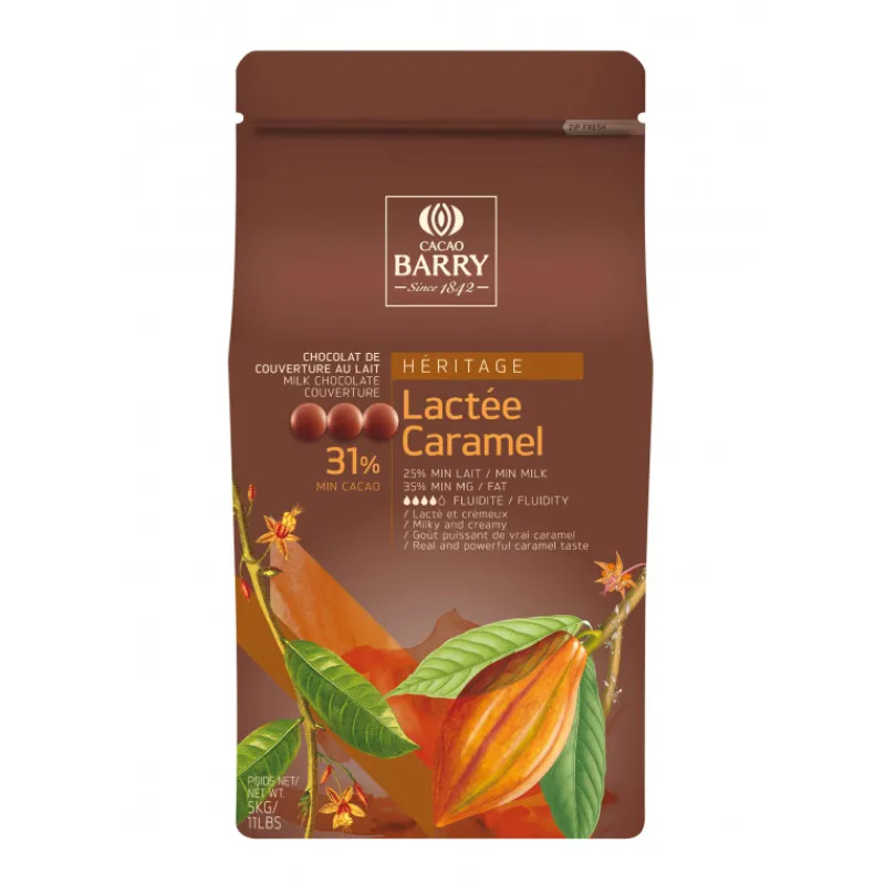 BARRY Chocolat De Couverture|Lactée Caramel, Pistoles Chocolat Couverture 31% 5 kg