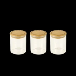 PEBBLY Conservation|Lot 3 Pots à Épices en Verre et Bambou 190 ml