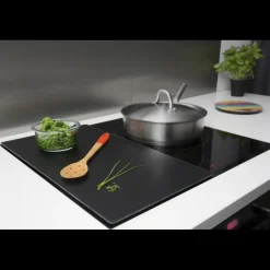 PEBBLY Planches À Découper|Lot 2 Protections Plaque de Cuisson en Verre Noir
