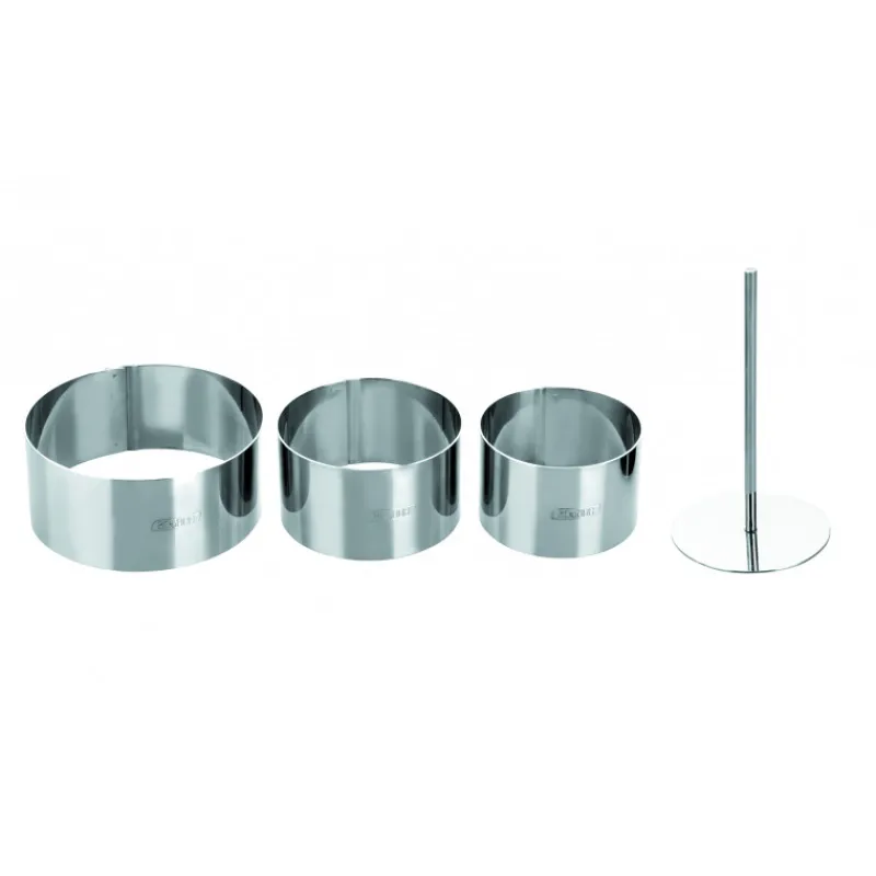 IBILI Cercle À Patisserie|Lot Cercle Inox avec Poussoir Ø 7 / 8 et 10 cm (x3)