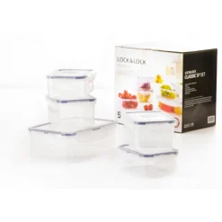 LOCK AND LOCK Conservation|Lot de 5 Boîtes de Conservation Plastique 350 ml - 470 ml - 1 L