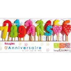 SCRAPCOOKING Décoration Gâteau|Lot de 15 Bougies 1,2,3,4,5,6,7,8,9 ans