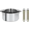 CRISTEL Casseroles|Lot de 4 Casseroles inox avec 2 Poignées Taupe Mutine Amovibles