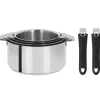 CRISTEL Casseroles|Lot de 4 Casseroles inox avec 2 Poignées Noires Mutine Amovibles