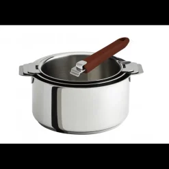 CRISTEL Batterie De Cuisine|Casseroles|Lot de 3 Casseroles inox avec Poignée Framboise Mutine Amovible