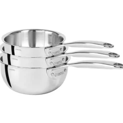 CRISTEL Casseroles|Lot de 3 Casseroles Inox Castel'Pro 16 à 20 cm