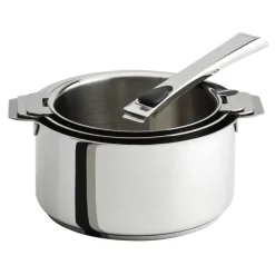 CRISTEL Casseroles|Lot de 3 Casseroles Inox Mutine avec 1 Poignée Amovible Casteline