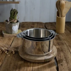 CRISTEL Casseroles|Lot de 3 Casseroles Inox Mutine avec 1 Poignée Amovible Casteline