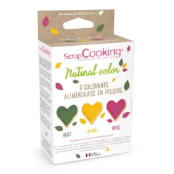 SCRAPCOOKING Colorants Alimentaires|Lot de 3 Colorants en Poudre Alimentaire Rose/Vert/Jaune
