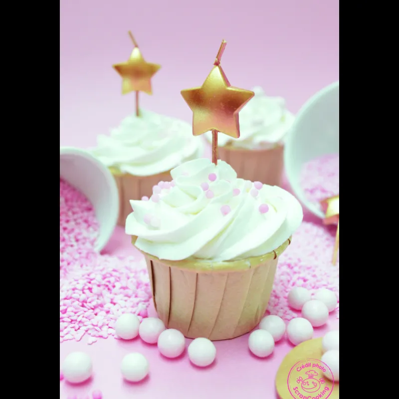 SCRAPCOOKING Décoration Gâteau|Lot de bougies dorées 0 à 9 + 5 étoiles