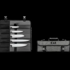 KAI Couteau De Chef|Couteau Santoku|Mallette 5 Couteaux de Cuisine Japonais Wasabi Black