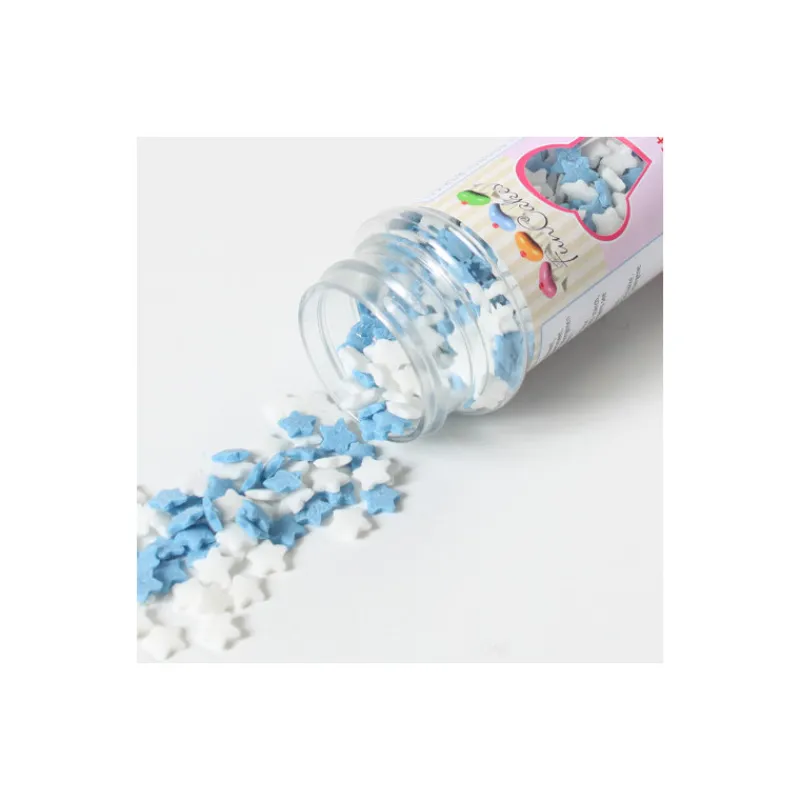 FUNCAKES Décoration Comestible|Mini Etoiles Bleues et Blanches en sucre 60 g