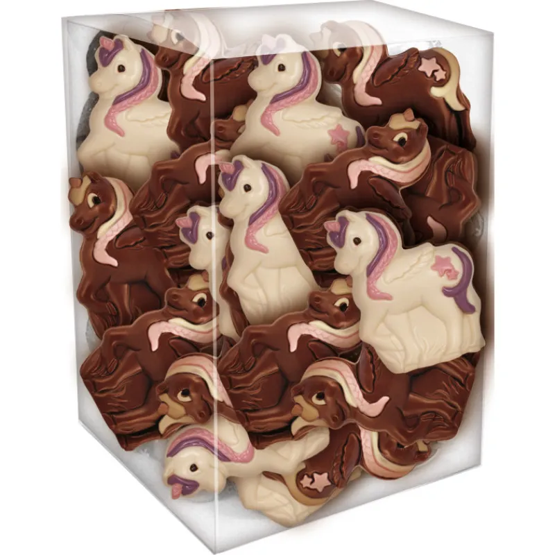 ABTEY Confiserie|Mini Licornes Décorées Chocolat Lait et Blanc 17g x30