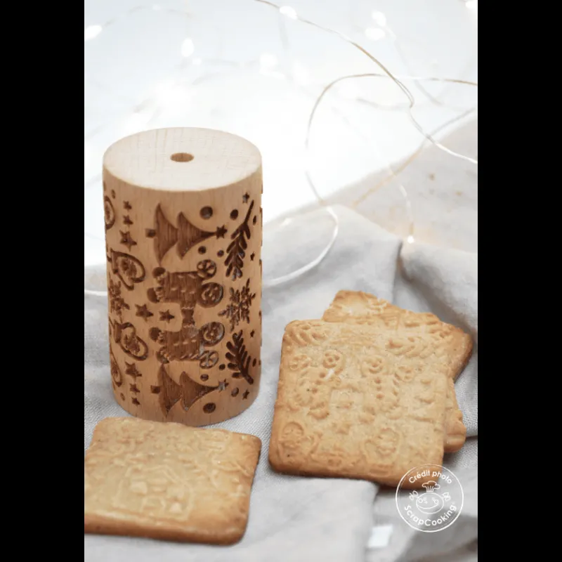 SCRAPCOOKING Ustensiles Pâtisserie|Mini Rouleau à Pâtisserie Empreinte Pain d'Epices 7 cm