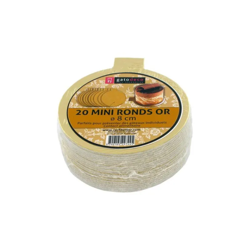 GATODECO Présentoirs Pour Gâteaux|Mini-Ronds Dorés Ø 8 cm (x20) Gatodéco