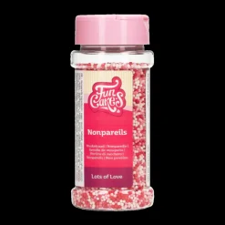 FUNCAKES Décoration Comestible|Mélange Mini-billes rouges, roses et blanches 80 g