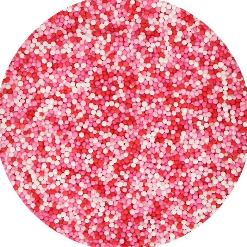 FUNCAKES Décoration Comestible|Mélange Mini-billes rouges, roses et blanches 80 g