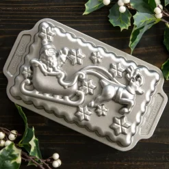 NORDIC WARE Moule Anti-adhésif|Moules À Gâteaux|Moule à Cake Traineau du Père-Noël Silver