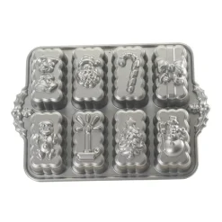 NORDIC WARE Moule Anti-adhésif|Moules À Gâteaux|Moule à Cakes de Noël (x8) Silver