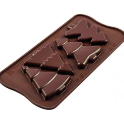 SILIKOMART Moules À Chocolat|Moule Silicone|Moule à Chocolat 4 Sapins Easy Choc - Silicone Spécial Chocolat