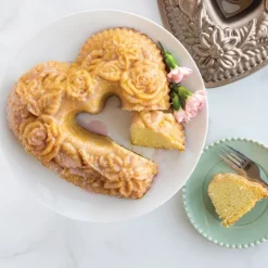 NORDIC WARE Moule Anti-adhésif|Moules À Gâteaux|Moule à Gâteau Bundt Cœur Floral Toffee