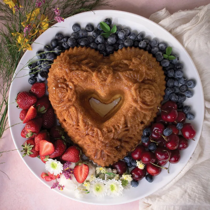 NORDIC WARE Moule Anti-adhésif|Moules À Gâteaux|Moule à Gâteau Bundt Cœur Floral Toffee