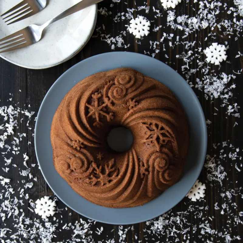 NORDIC WARE Moule Anti-adhésif|Moules À Gâteaux|Moule à Gâteau Bundt Let It Snow Silver