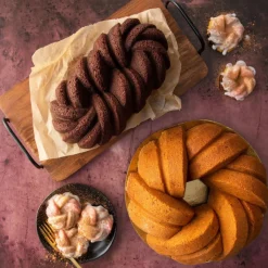 NORDIC WARE Moule Anti-adhésif|Moules À Gâteaux|Moule à Gâteau Bundt Torsadé Gold