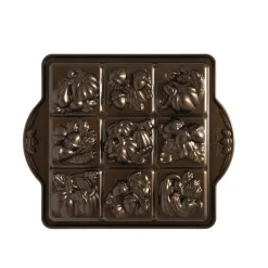 NORDIC WARE Moule Anti-adhésif|Moules À Gâteaux|Moule à Gâteaux Carrés d'Automne (x9) Bronze