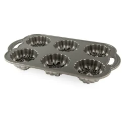NORDIC WARE Moule Anti-adhésif|Moules À Gâteaux|Moule à Gâteaux Couronnes de Noël (x6) Silver