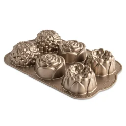 NORDIC WARE Moule Anti-adhésif|Moules À Gâteaux|Moule à Gâteaux Fleurs (x6) Toffee