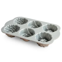 NORDIC WARE Moule Anti-adhésif|Moules À Gâteaux|Moule à Gâteaux Fleurs (x6) Toffee