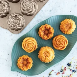 NORDIC WARE Moule Anti-adhésif|Moules À Gâteaux|Moule à Gâteaux Fleurs (x6) Toffee