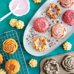 NORDIC WARE Moule Anti-adhésif|Moules À Gâteaux|Moule à Gâteaux Fleurs (x6) Toffee