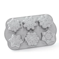 NORDIC WARE Moule Anti-adhésif|Moules À Gâteaux|Moule à Gâteaux Flocons de Neige (x6) Silver