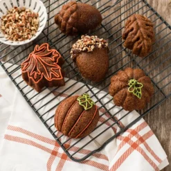 NORDIC WARE Moule Anti-adhésif|Moules À Gâteaux|Moule à Gâteaux Gourmandises d'Automne (x6) Bronze