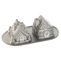 NORDIC WARE Moule Anti-adhésif|Moules À Gâteaux|Moule à Gâteaux Petites Maisons (x2) Silver